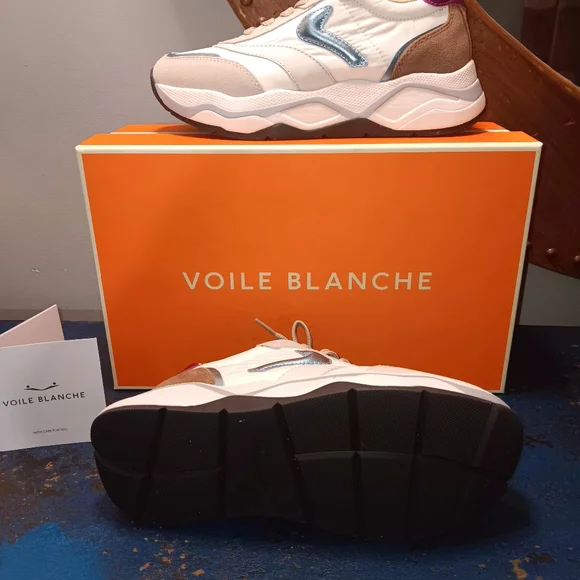 Voile Blanche Women's White and Blue Sneakers - Picture 5 of 6
